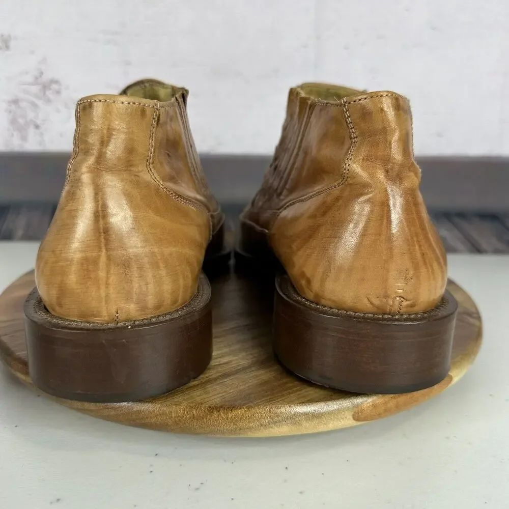 Nicola Barbato Chelsea Boot Mens 41 Tan Italian‎ Leather Slip on Western Square